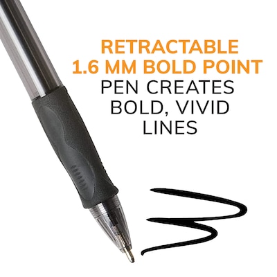 BIC Glide Bold Retractable Ballpoint Pens, Bold Point, 1.6mm, Black Ink, 4/Pack (VLGBP41-BLK)