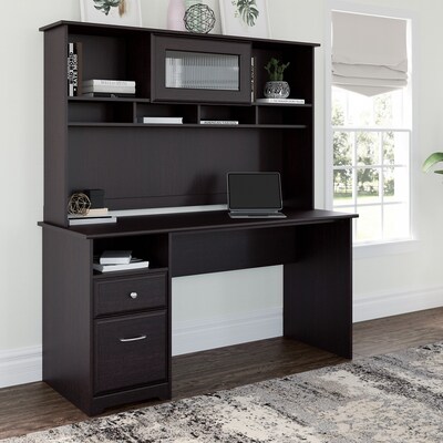 Bush Furniture Cabot 60W Computer Desk with Hutch and Drawers, Espresso Oak (CAB042EPO)
