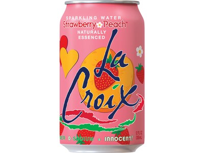 Lacroix Strawberry Peach Flavored Sparkling Seltzer Water, 12 fl. oz., 12 Cans/Pack, 2 Packs/Box (15021880)