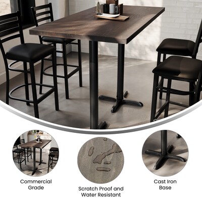 Flash Furniture Bennett Wooden Commercial Indoor Table, 60" x 30", Dark Brown Top/Black Base (GSF3060DBT2222B)