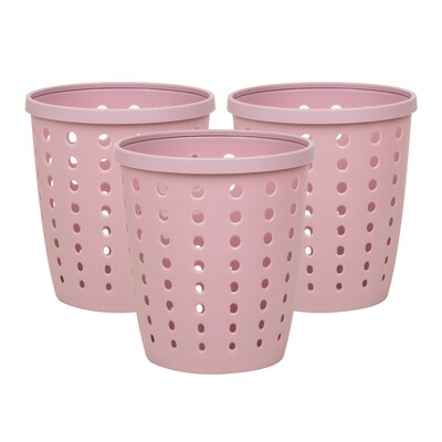 Staples Plastic Trash Can, 2.8 Gallon, Dusty Pink, 3/Pack (ST63899)
