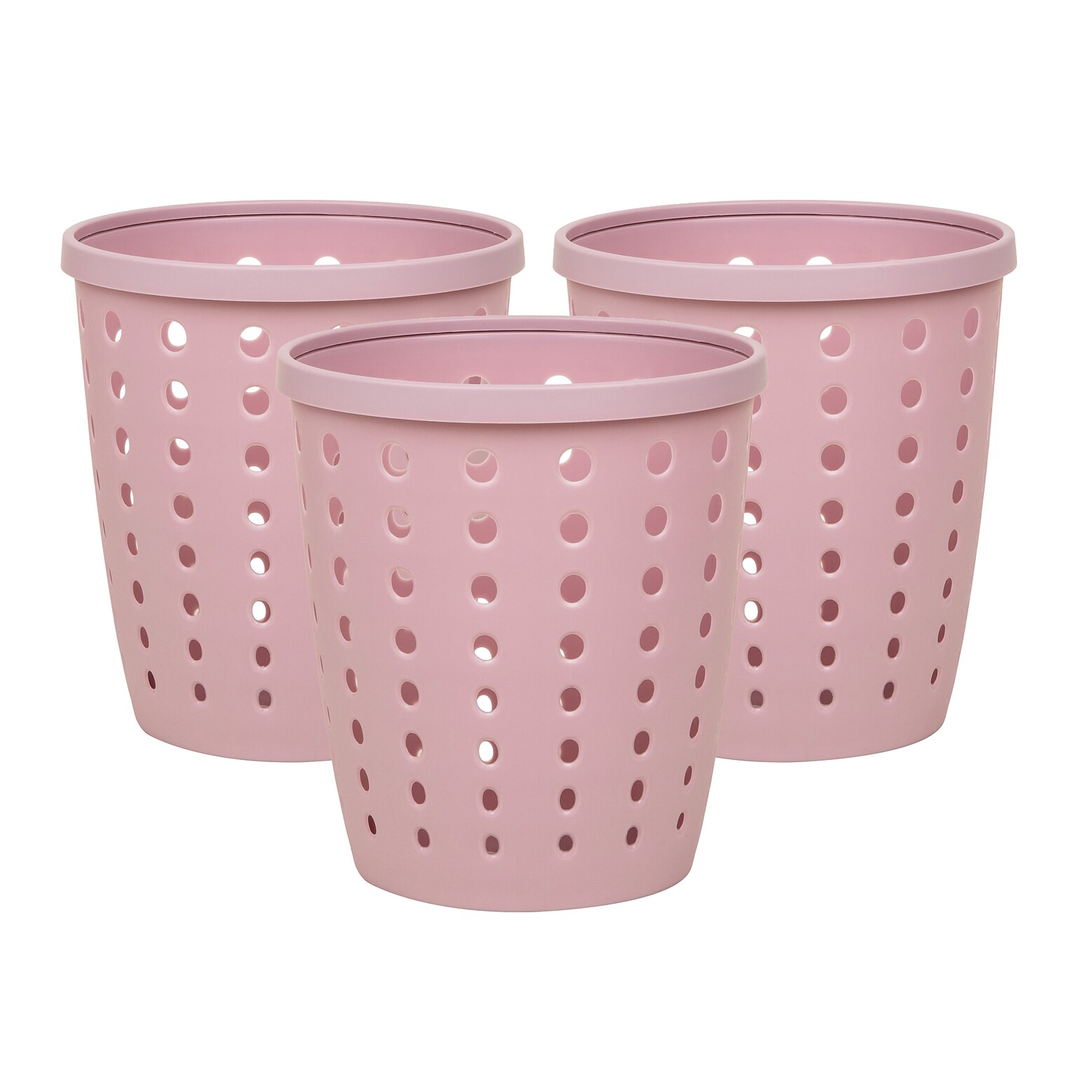 Staples Plastic Trash Can, 2.8 Gallon, Dusty Pink, 3/Pack (ST63899)