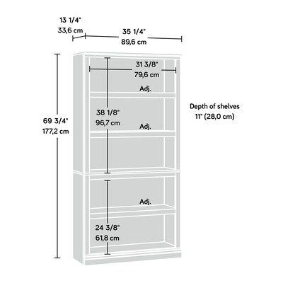 Sauder Select 70"H 5-Shelf Bookcase, Laurel Oak (434823)