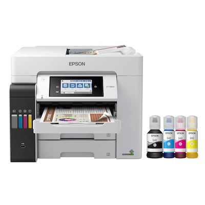 Epson EcoTank Photo ET-8500 Wireless Color All-in-One Supertank Printer  with Scanner, Copier, Ethernet and 4.3-inch Color Touchscreen, White, Large