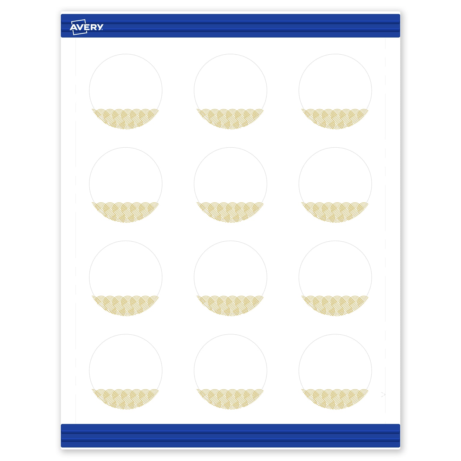 Avery Gold Lace Trim Pattern Matte Blank Card, White, 120/Pack (S00-EWY)