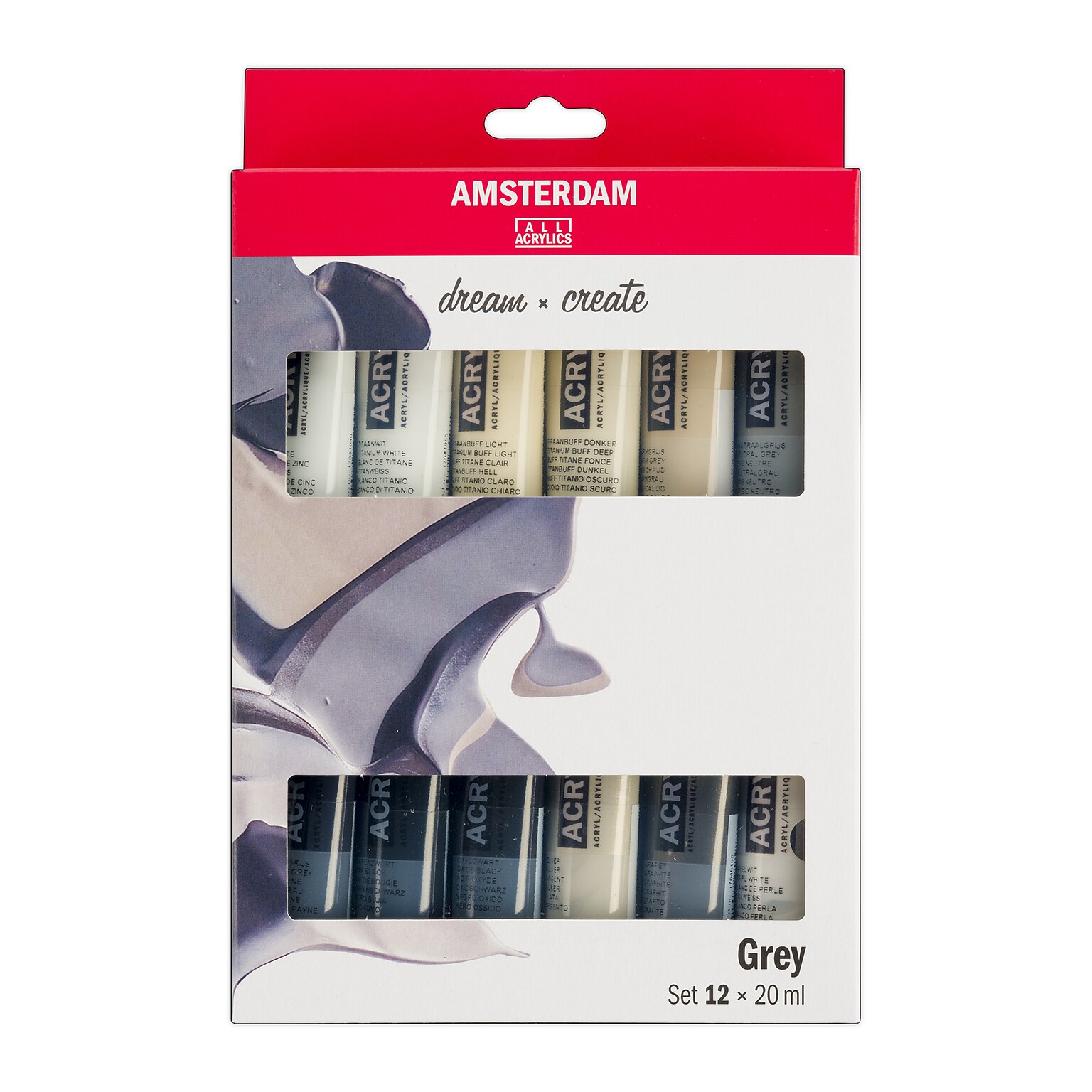 Amsterdam Greys Acrylic Paint, Assorted Colors, 12/Pack (AMS17820600)