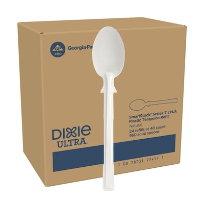 Dixie Ultra SmartStock Series-T Compostable Plastic Tea Spoon Refill, Beige, 40/Pack, 24 Packs/Carto