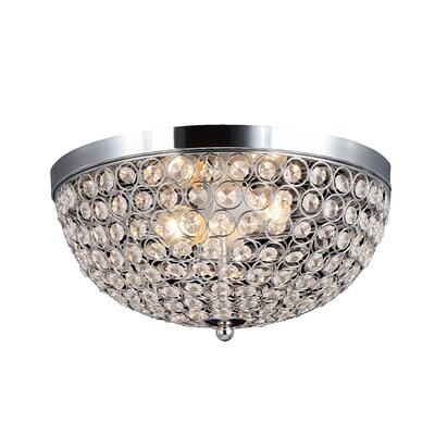 Elegant Designs Crystal 2 Light LED Flush Mount Ceiling Light, Chrome (FM1000-CHR)