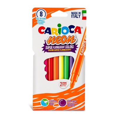 CARIOCA Neon Washable Kids Markers, Assorted Tip, Assorted Colors, 8/Pack, 3/Bundle (CRA42785-3)