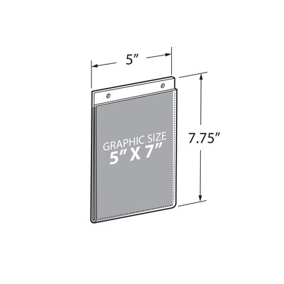 Azar Displays Wall Hanging Sign Holder, 5 x 7, Vertical, Wall Mounted, Clear, Acrylic, 10/Pack (162722)