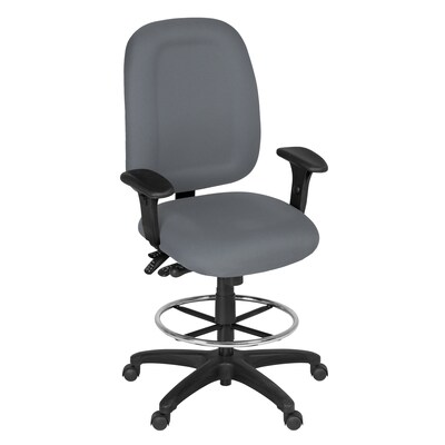 Regency Comfort Series Fabric Drafting Chair with Footrest and Lumbar Support, Grey (125-DK-GY)