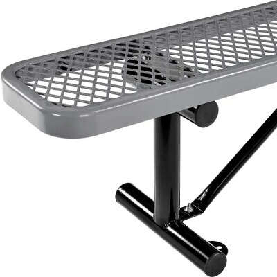Global Industrial 6' Outdoor Steel Flat Bench, Expanded Metal, Gray (277156GY)