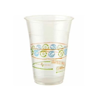 World Centric Compostable PLA Cold Cups, 16 oz., Clear, 20 Cups/Pack (WORCPRTCS16)