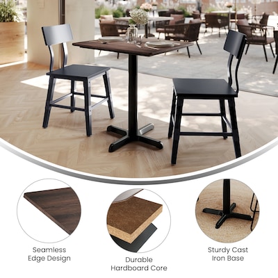 Flash Furniture Acadia Wooden Dining Table with X-Base, 23.75"D x 29.75"W, Dark Brown/Black Base (ST2430WBRT2222)