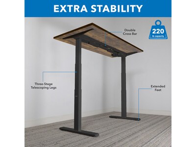 Mount-It! Ultimate 55"W Electric Rectangular Adjustable Standing Desk, Oak/Black (MI-18082)