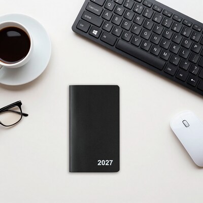 2027 Staples 3.63" x 6.38" Weekly & Monthly Planner, Faux Leather Cover, Black (ST12937-27)
