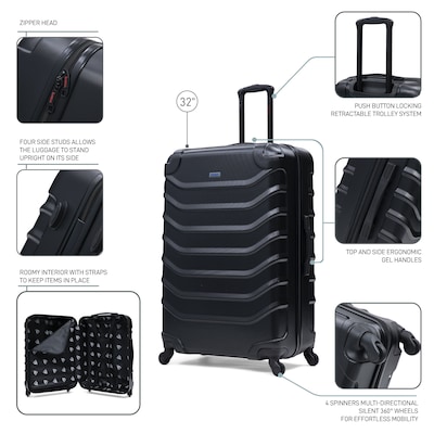 InUSA Endurance 33.27" Hardside Suitcase, 4-Wheeled Spinner, TSA Checkpoint Friendly, Black (IUEND00XL-BLK)