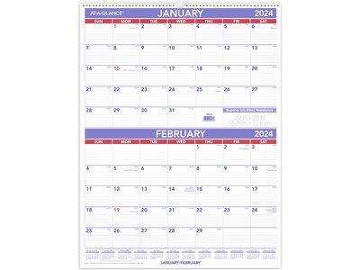 2024 AT-A-GLANCE 22 x 29 Two-Month Wall Calendar (PM9-28-24)