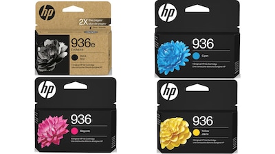 HP 936e Black High Yield and Cyan/Magenta/Yellow Standard Yield Ink Cartridge, 4/Pack