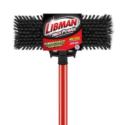 Libman 13.5 Polymer Industrial Heavy-Duty Floor Scrub, Black/Red, 4/Pack (1576)
