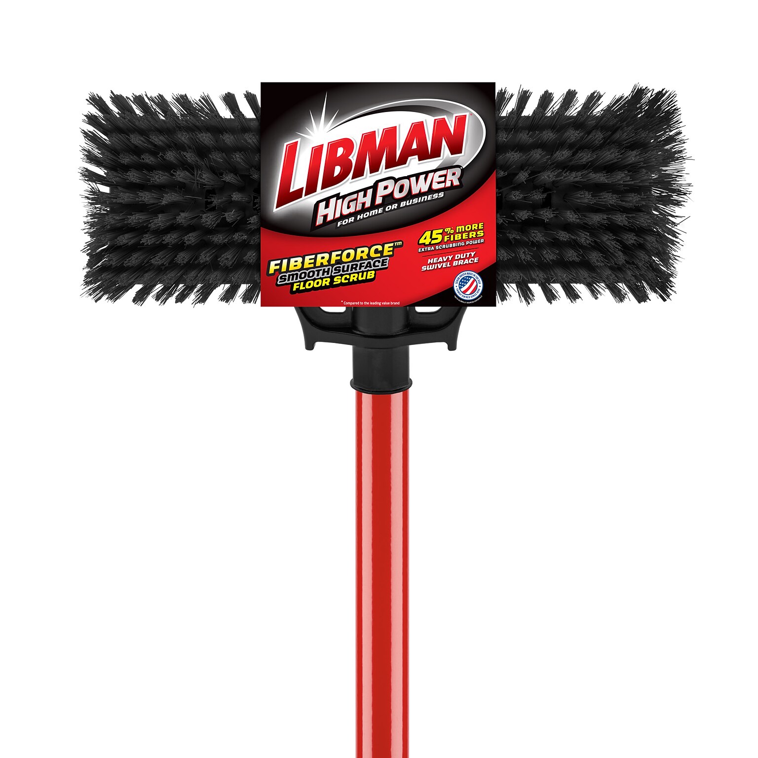 Libman 13.5 Polymer Industrial Heavy-Duty Floor Scrub, Black/Red, 4/Pack (1576)