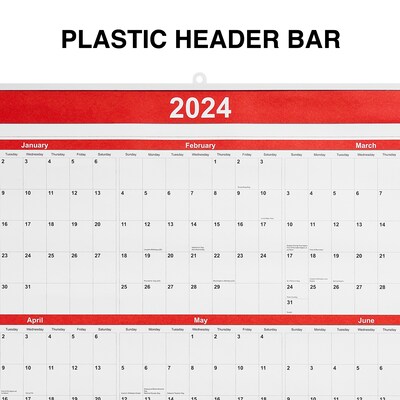 2024 Staples 24" x 36" Wall Calendar, Red/Black/White (ST53999-24)