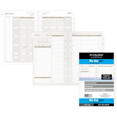 2027 AT-A-GLANCE 8.5 x 5.5 Daily & Monthly Planner Refill Pages, White/Brown (481-225A-27)