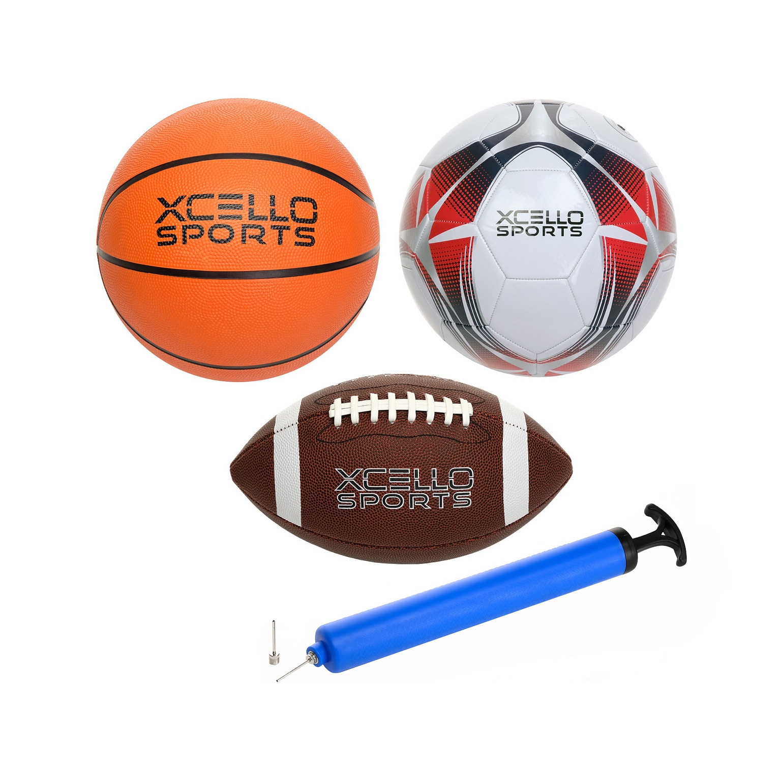 Xcello Sports Multisport 3-Ball Assortment Set, Assorted Colors (XS-SB-BB-JRFB-3)
