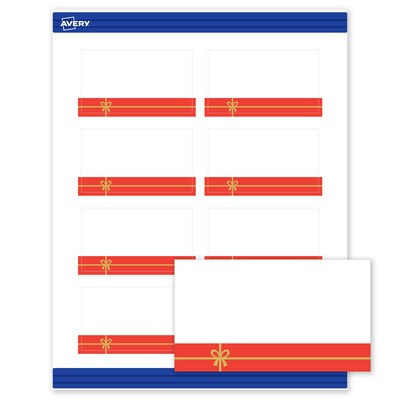 Avery Gold-Red Gift Matte Blank Card, White, 80/Pack (S00-FG4)