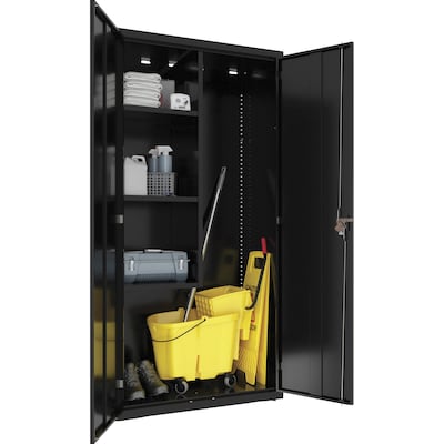 Lorell Fortress Series 72" Steel Storage Cabinet With 4-Shelves, Black (LLR00018)