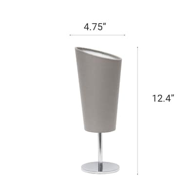 Creekwood Home Chrome Slanted 12.4" LED Table Lamp, Grey (CWT-1012-GY)