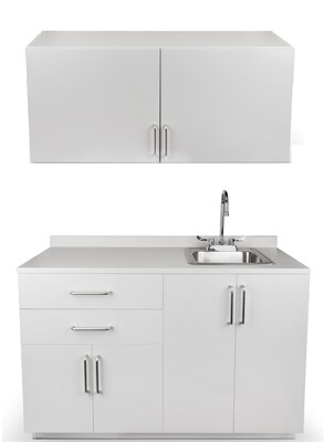 Viva Comfort 36 H x 48 W Medical Cabinet with Right Sink and 48 W Wall Cabinet, 4 Doors, 2 Drawers, Gray (90248RS-GRY-WAL)