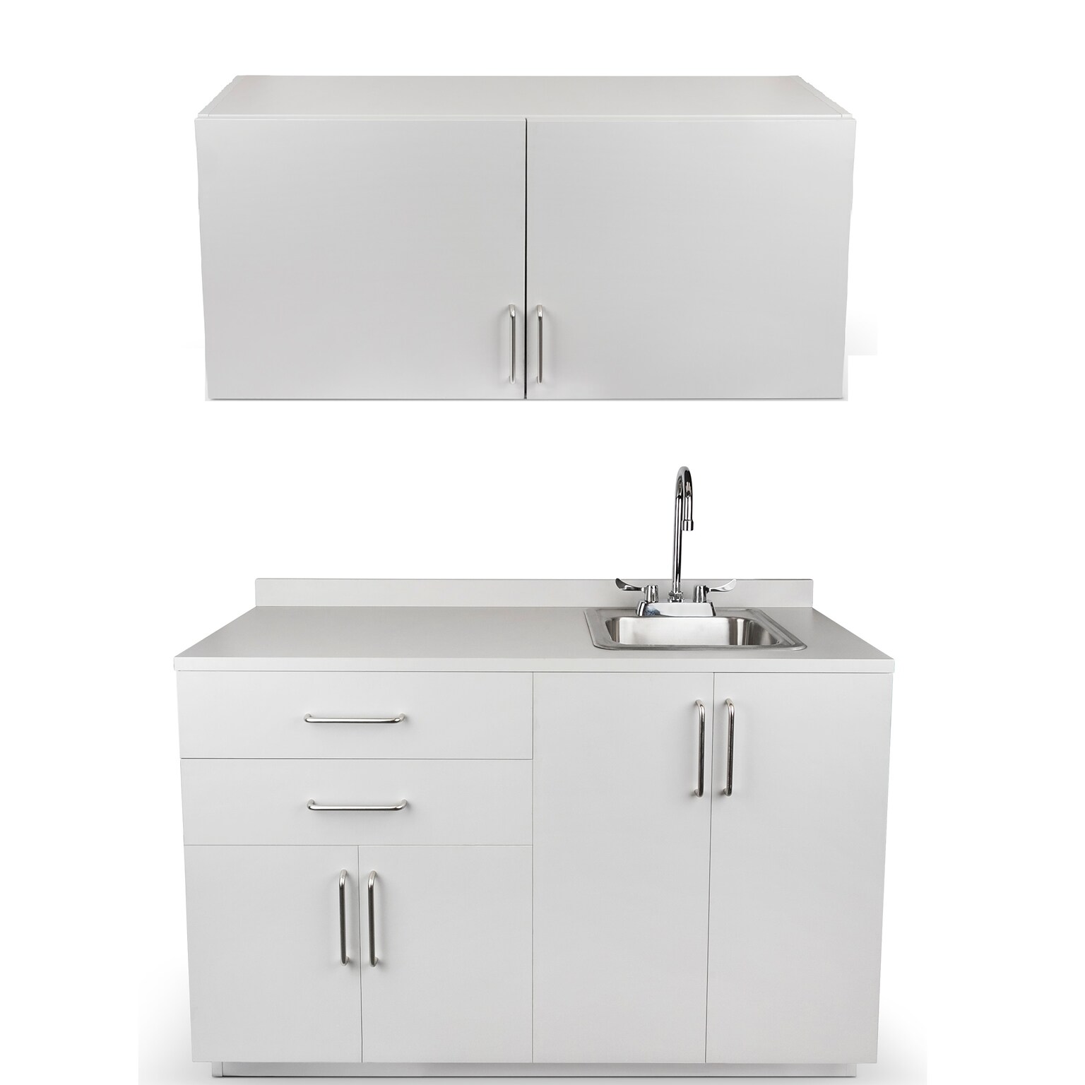 Viva Comfort 36 H x 48 W Medical Cabinet with Right Sink and 48 W Wall Cabinet, 4 Doors, 2 Drawers, Gray (90248RS-GRY-WAL)