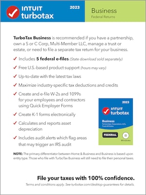 TurboTax Business 2023 Federal for 1 User, Windows, CD/DVD and Download (5102354)