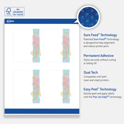 Avery Laser/Inkjet Rectangle Multipurpose Labels, 4" x 3-1/3", White, 40/Pack (S00EVD)