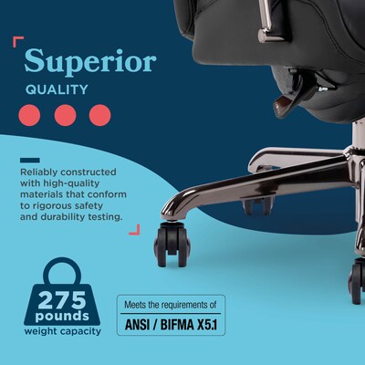 La-Z-Boy Symphony Ergonomic Bonded Leather Swivel Executive Chair, Black and Graphite (CCHR10013E)