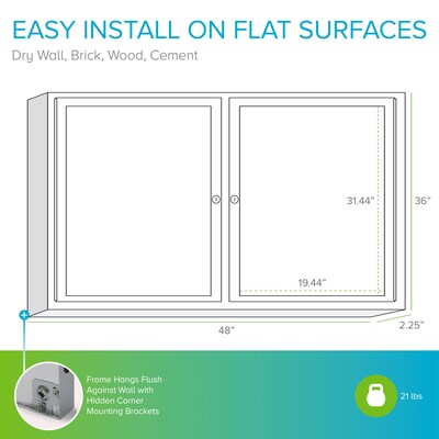 Ghent Vinyl Enclosed Bulletin Board, Aluminum Frame, 4' x 3' (PA23648VX-185)