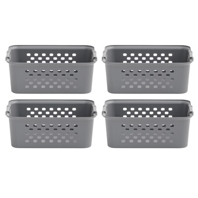 Iris Medium Plastic Storage Baskets, Gray, 4/Pack (500165)