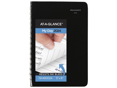 2024 AT-A-GLANCE DayMinder 5 x 8 Daily Planner, Black (SK46-00-24)