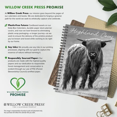 2027 Willow Creek Highland Cows 6.5" x 8.5" Weekly & Monthly Desk Calendar (64412)