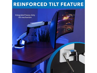 Mount-It! Adjustable Monitor Arm, Up to 49" Monitor, Grayish White/Matte Black (MI-4881)