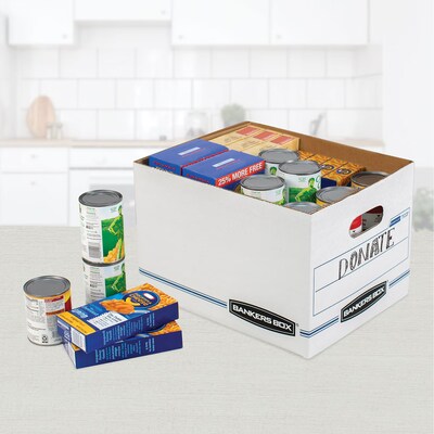 Bankers Box 703 6/Pack Standard-Duty Storage File Box, Lift Off Lid, Letter/Legal Size, White/Blue