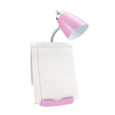 Creekwood Home Sleek Essentials 18.5" Flexible Coordinating Desk Lamp with Charging Outlet and Storage, Pink (CWD-1005-PN)