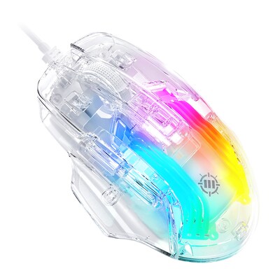 Enhance Theorem 3 Ergonomic Ambidextrous Optical USB Gaming Mouse, Clear (ENTHMS3100WTWS)