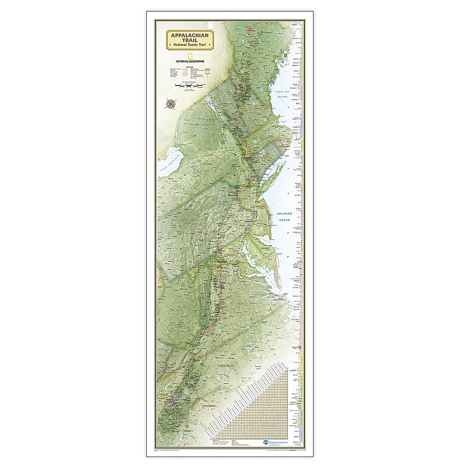 National Geographic Appalachian Trail Map, Laminated, 18 x 48 (NGMRE01020743)