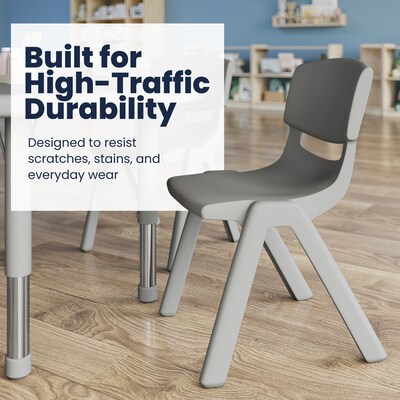 Flash Furniture Emmy 33" Round Activity Table Set, Height Adjustable, Soft Gray (YCX73RNDTBSGYE)