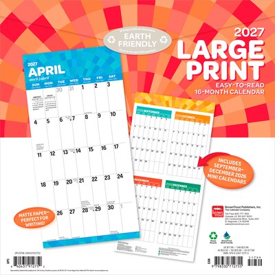 2027 BrownTrout Large Print 12 x 12 Monthly Wall Calendar (9798330712755)