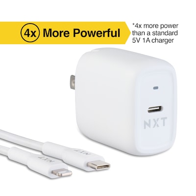NXT Technologies USB-C Wall Charger with Lightning Cable for iPhone/iPad, White (NX60446)