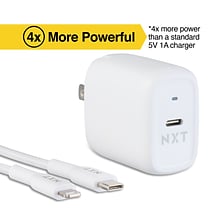 NXT Technologies USB-C Wall Charger with Lightning Cable for iPhone/iPad, White (NX60446)