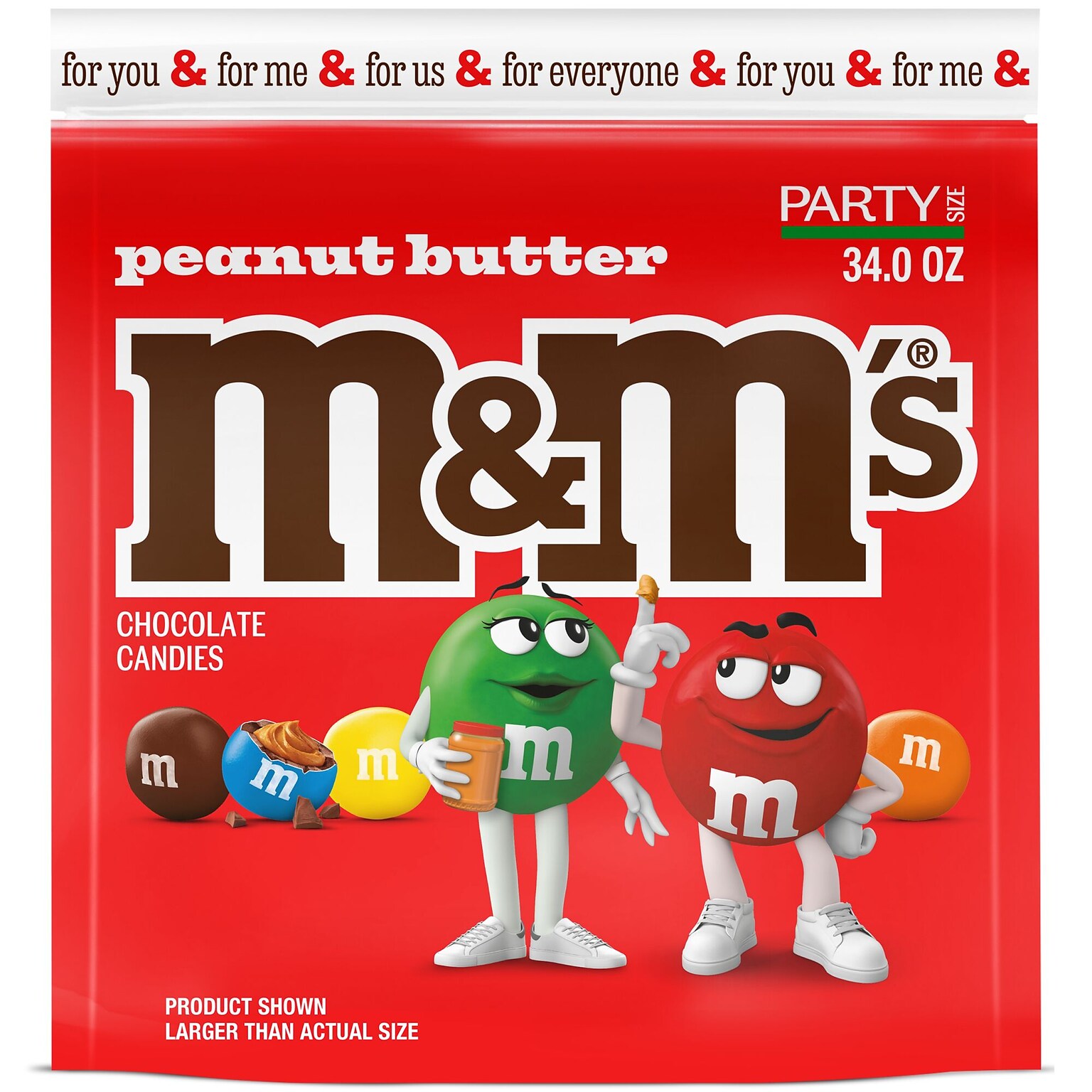 M&Ms Party Size Peanut Butter Milk Chocolate Candy Pieces, 34 oz. (MMM55085)